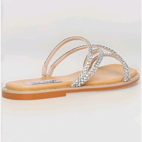 New Steve Madden Spice Bling Sandal Strappy Jewel Slide Square Toe Open 6 SF2367 - Picture 2 of 9
